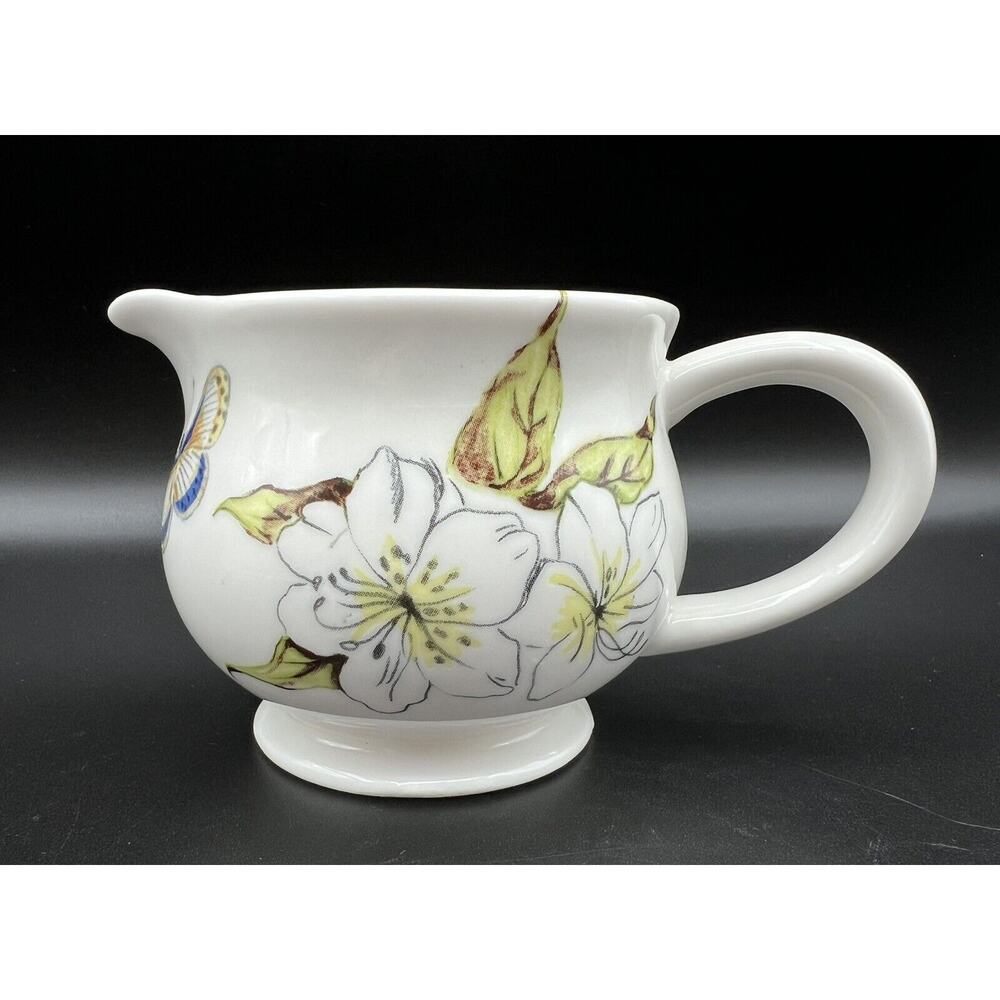 Anthropologie BUTTERFLY STUDY Floral Footed Creamer